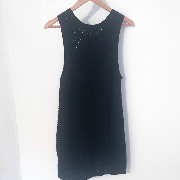 banana republic black open weave tunic vest high low hem Small - Picture 2 of 6